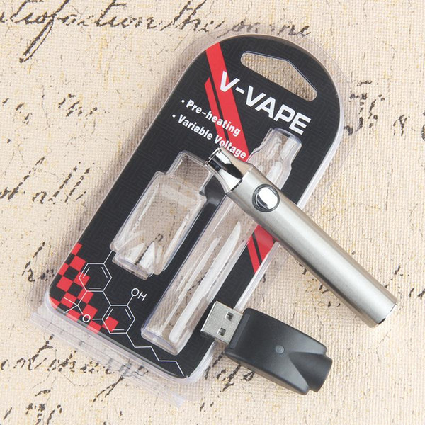 Preheating Battery Blister Kit 650mah V-Vape Variable Preheat Vape Pen 510 Thread USB Individual Blister Pack Vape Battery