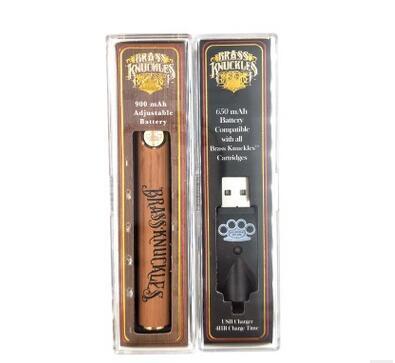 Brass Knuckles Battery 650mAh Good 900mAh Wood Vape Pen Preheat VV Variable Voltage Battery For 510 Kingpen Thick Oil Cartridges Tank DHL