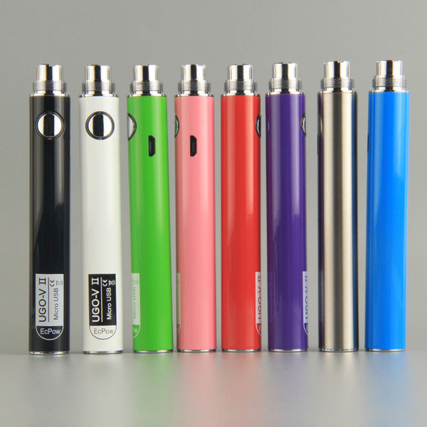 Original UGO V II 2 650 900mah EVOD ego 510 Battery micro USB Passthrough Charge with USB Cable vaporizers e cigs O pen Vape