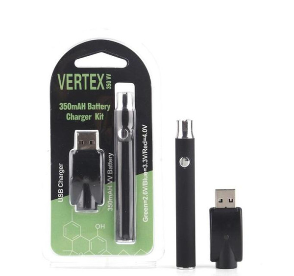 Vertex LO VV Battery Charger Kit 350mAh Preheat Battery E Cigarettes Vape Pen Fit 510 thread Atomizers CE3 Tank G2 Cigs