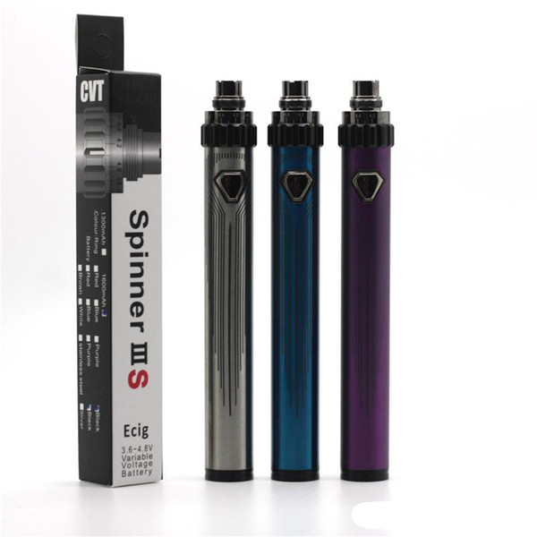 Authentic Spinner 3S Variable Voltage Battery 1600mAh E Cigarette Battery top twist by rotation button ring ecig kit