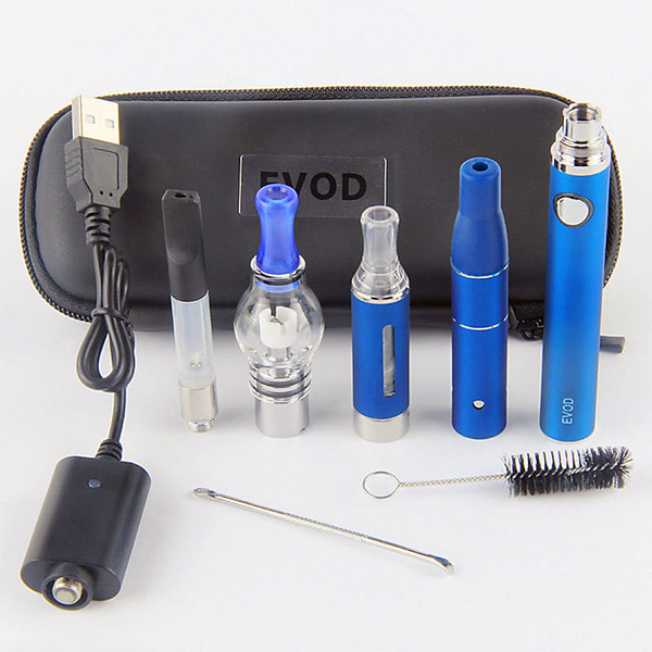 4 in 1 Wax Vaporizer Kit CE3 Tank Vape Cartridges Dry Herb Chamber Dab Pen Kit Glass Globe Wax Oil Vapes Pen Evod MT3 Battery Starter Kits