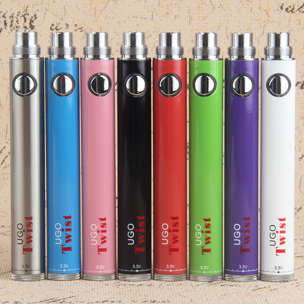 UGO Twist Battery EVOD Variable Voltage Vape Pen 650mAh 900mAh Twist VV Battery Micro USB Passthrough for 510 Thread Vaporizer Atomizer