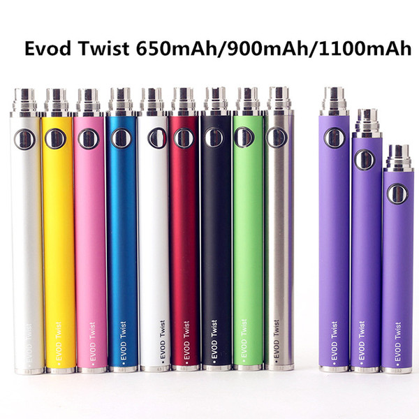 Evod Twist Battery Vaporizer Variable Voltage 3.3~4.8V 650mah 900mah 1100mah EVOD Electronic Cigarette 510 Thread For CE4 MT3 DHL Free