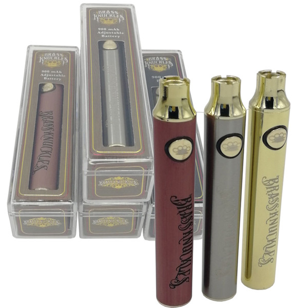 Newest Brass Knuckles Adjustable Vape Pen Battery 650mAh Gold 900mAh Wood Adjustable Voltage Preheating BK Battery For 510 Thread Cartridges