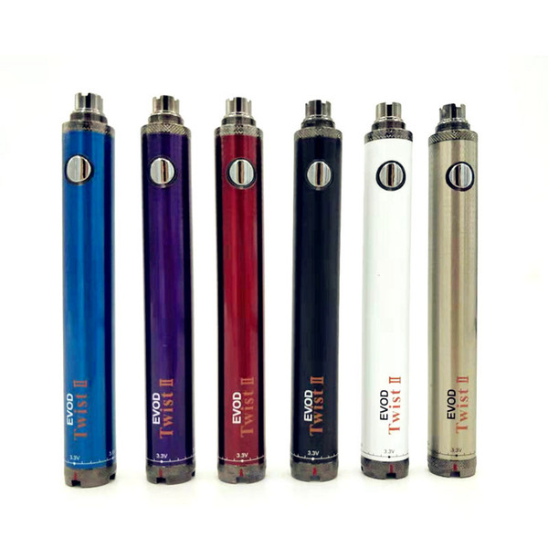 High Quality Evod Twist II 2 VV battery 1600mAh Variable Voltage 3.3v-4.8v battery VS tesla sidewinder 2 battery DHL