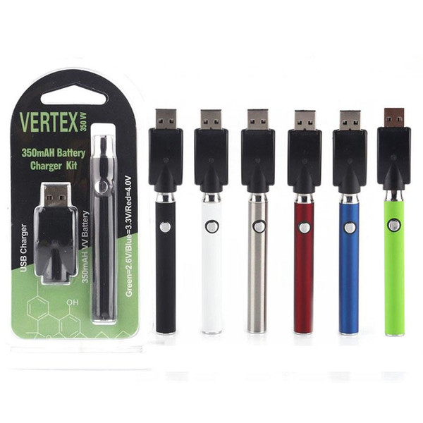 New Arrival Vertex Preheat Battery 350mAh Variable Voltage 510 Thread Vape Pen Battery With USB Charger Fit for CE3 G2 Vaporizer Cartridges