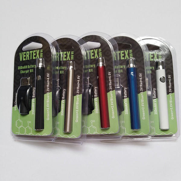 Vertex LO VV Battery Charger Kit 350mAh CO2 Oil Preheat Battery E Cigarettes Vape Pen Fit 510 thread Atomizers CE3 Tank G2 Cartridges