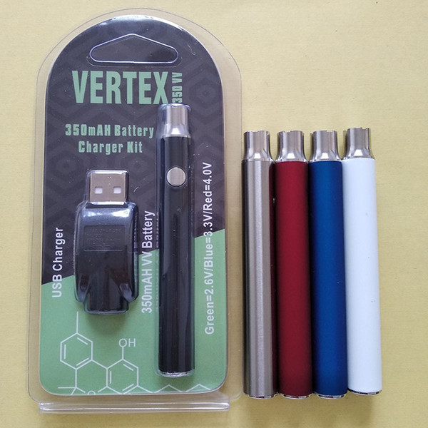 Vertex LO VV Battery Charger Kit 350mAh CO2 Oil Preheat Battery E Cigarettes Vape Pen Fit 510 thread Atomizers CE3 Tank G2 Cartridges