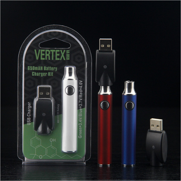 Vertex Preheat Battery 650mah Preheating Battery 3.4V 3.7V 4.0V Vape O Pen with Wireless Charger Fit 510 Vape Cartridges