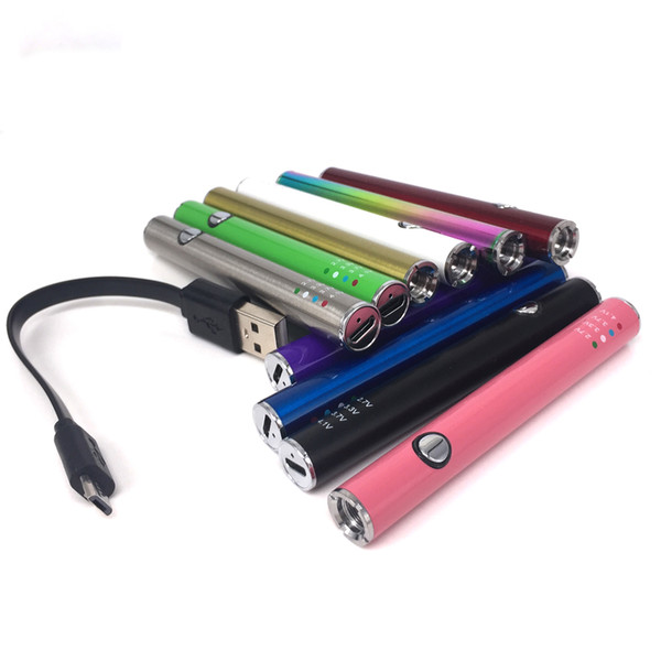 Preheat battery 450mah variable voltage 2.7-3.3-3.7-4.1V preheating battery for extract oil carts 510 thread cartridge Micro charge cable