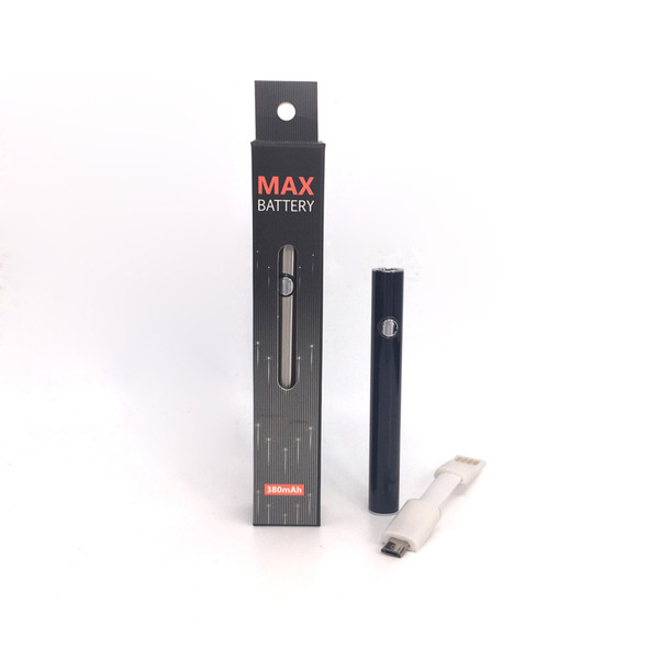Factory price max Battery 380mAh Preheat Variable Voltage eCig Battery Vape Pen for 510 thread Extract oil cartridge DHL Free