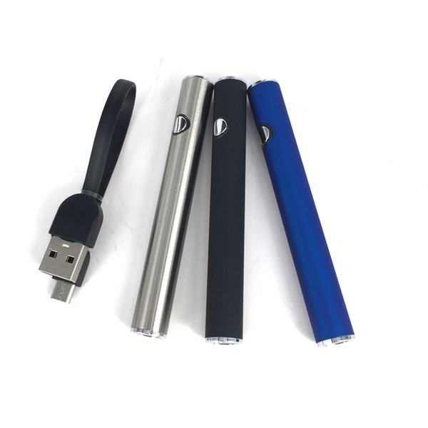 Popular 380mah vape pen preheat VV battery o pen vapor atomizer batteries with cable Blue silver black colors VS Mix2 LO esmart batteries