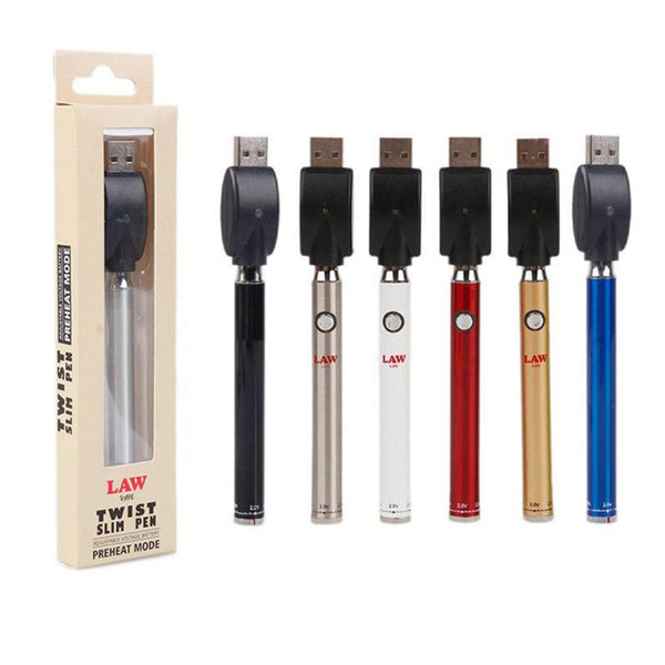 Vertex Law Twist Preheat Battery Charger Kit 350mah Variable Voltage O Pen Bud Touch Battery 510 Thread Battery Brass Knuckles