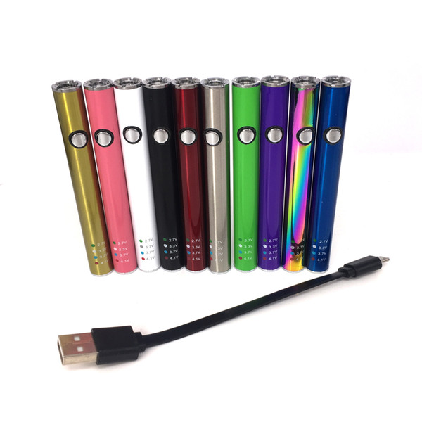 Wholesale 510 thread battery 450mah max 2 preheat slim VV batteries vape pen USB charger kit For extract oil vaporizer liberty tank