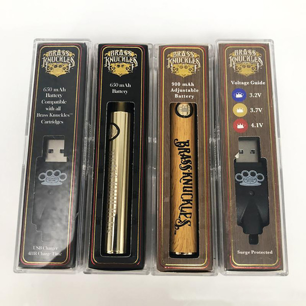 Brass Knuckles Preheat Battery 650mAh 900mAh Vapor Pen Adjustable Voltage Battery Fit for All 510 Thread Cartomizer Gold Wooden Pen