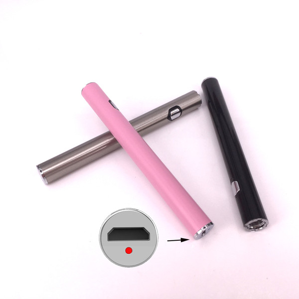 SS/black/Pink AB1004 Preheat Battery with micro charge port Variable Voltage Ego Thread 280Mah For all 510 disposable vape cartridge