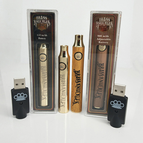 Hottest Brass Knuckles Adjustable Battery 650mAh Gold 900mAh Woods Adjustable Voltage Vape Pen for 510 Vape Cartridges