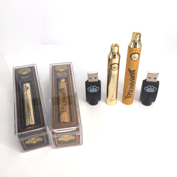 Hot Brass Knuckles preheat Battery 650mAh Gold 900mAh Variable Voltage Adjustable E-Cigarette Battery Pen For 510 Thread Thick Oil Cartridge