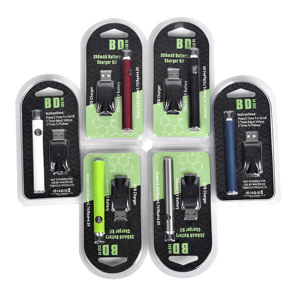 hot Preheat 510 thread Lo 350mah battery variable voltage extract oil battery with charger kit PK bud touch Mix2 buttonless battery