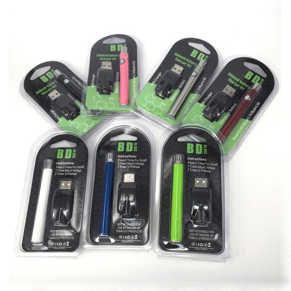 Wholesale 510 battery 350mah Lo preheat slim VV batteries disposable vape pen 510 attery and USB charger kit For extract oil cartridges