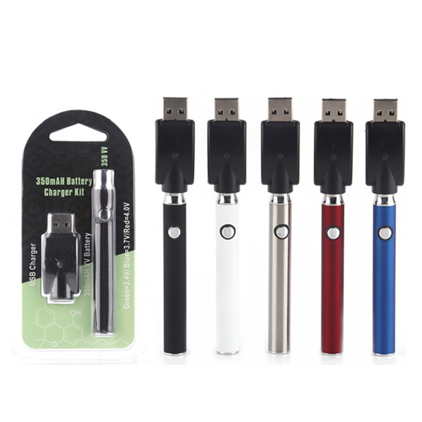 Preheating Battery Charger Kit E Cigarette Battery 350mAh Preheat VV Voltage Adjustable Vertex Battery for 510 Cartridges Vape Pen