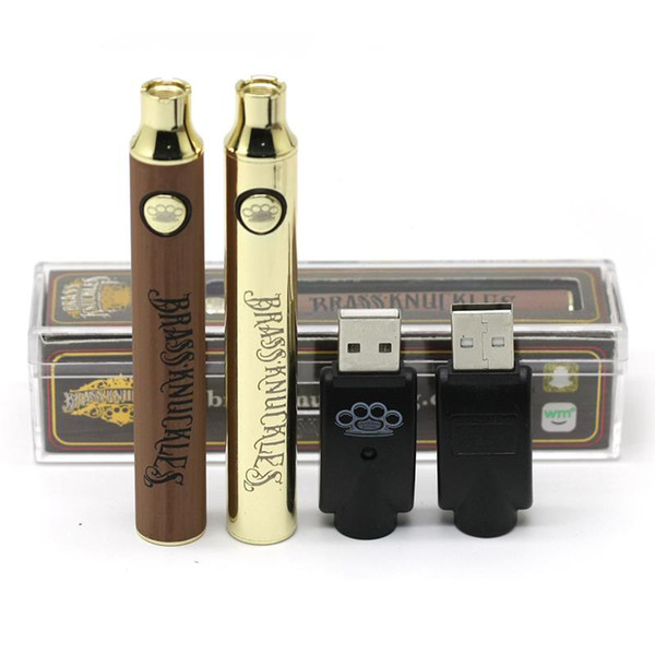 Brass Knuckles Adjustable Voltage Battery with USB Charger Gold Wooden 650mah 900mah 510 Thread for For Brass Knuckles Cartridges vape pen