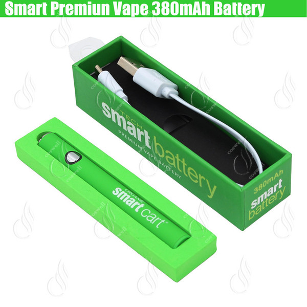 New Smart Cart Organic Premium Vape Battery 380mAh Preheat VV Variable Voltage Bottom USB Charger SmartCart 510 Thick Oil e cigs Cartridge