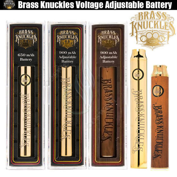 Brass Knuckles Battery 650mAh 900mAh Wood Gold Preheat VV Variable Voltage Adjusted for 510 Thick Oil Cartridge e Cigarettes Vape Pen Tank