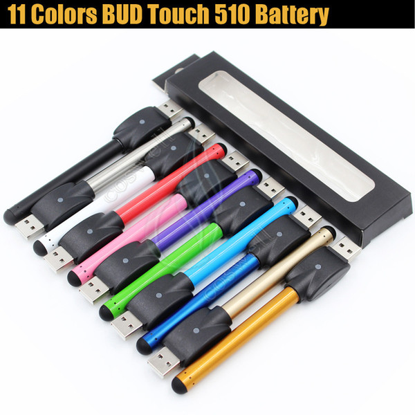 Bud Touch Colorful Battery 510 O Pen 280mah CE3 Cartridges vape wax Oil Tank with mini USB charger Blister Packing e cigarette vapor DHL