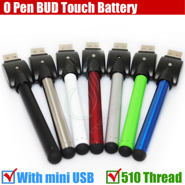 Bud touch Colorful battery 280mah 510 Thread O Pen CE3 atomizers vape Oil thick Waxy Smoking wax Tank mini usb charger e cigs vapor DHL