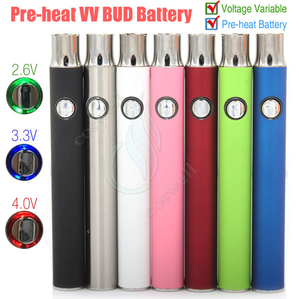 Newest Variable Voltage Preheating Battery Pre Heat Button Adjustable O pen BUD 350mAh CE3 vaporizer 510 cartridges e cigs vapor pen DHL