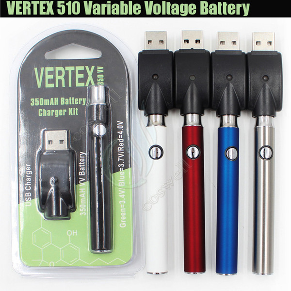 Top Vertex LO Variable Voltage Battery vv Charger Kit 350mAh CO2 Thick Oil Preheat BUD Touch Vape Pen 510 Atomizers CE3 Tank G2 Cartridges