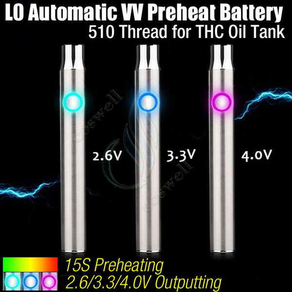 Authentic L0 battery 400mAh Automatic variable voltage regulation rapid preheat 510 Thick oil BUD CO2 CE3 Tank vape pen e cigs Cartridge DHL