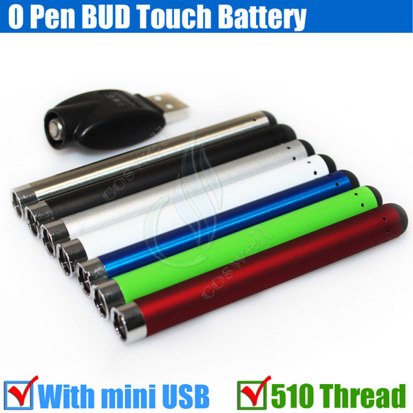 Top Bud touch Colorful battery 280mah 510 O Pen CE3 atomizers vape Oil thick Waxy Smoking wax Tank mini usb charger ecigarette vapor DHL