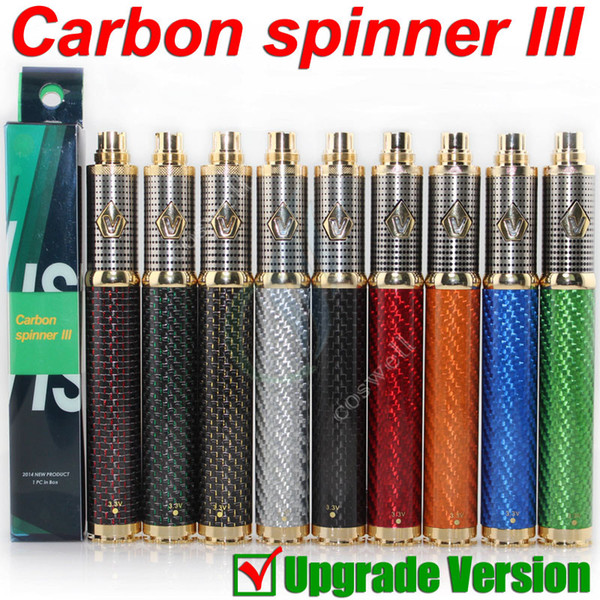 New Vision Carbon Spin 3 vapen III Carbon Fiber e cig cigarette 3.3-4.8V 1650mAh ego Variable Voltage battery fit ego vapor RDA atomizers