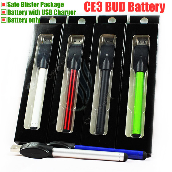 New CE3 Bud Touch O pen Battery with USB Charger Blister 280mah e cigarette vape Oil thick Waxy Smoking wax 510 Tank vaporizer vapor DHL