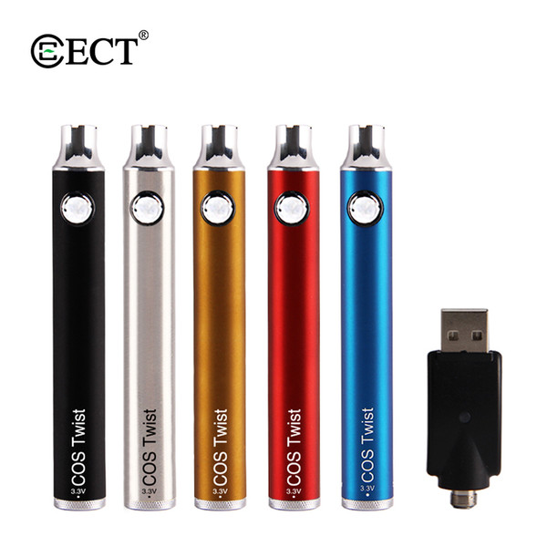 Original ECT COS Twist Preheat VV Battery 650mAh 510 Thread Preheating Batteries Vape Pen Variable Voltage Pro Thick Oil Cartridge