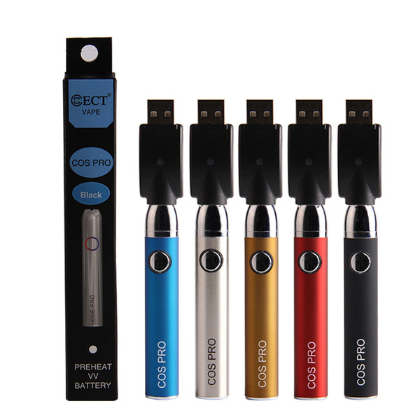 Original ECT cos pro battery 650mah preheat battery 510 thread vape e cigarette variable voltage for Thick oil atomizer