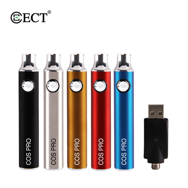 Original ECT COS PRO+ Preheat VV Battery 650mAh 510 Thread Preheating Battery Vape Pen Variable Voltage Pro Thick Oil Cartridge