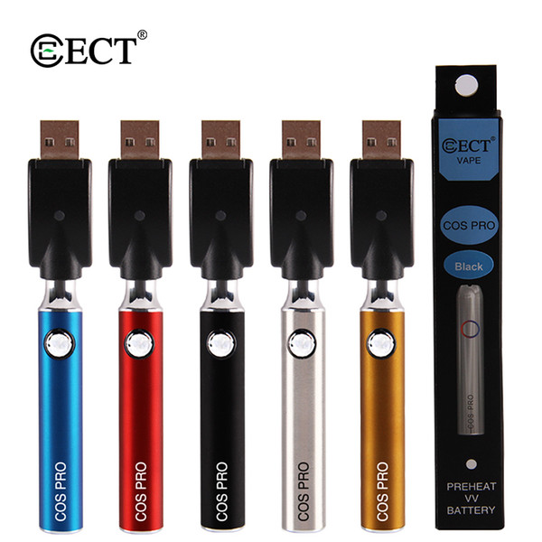 newest ECT COS PRO+ preheat battery 650mah vape pen cartridges kit variable voltage vaporizer battery e cigarette