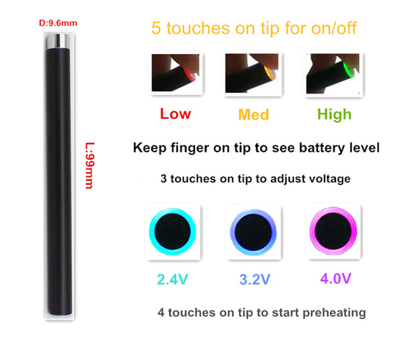 Sellot preheating vaporizer pen battery variable voltage 280mah 510 cartridge burning device MIX2 slim vape pen battery