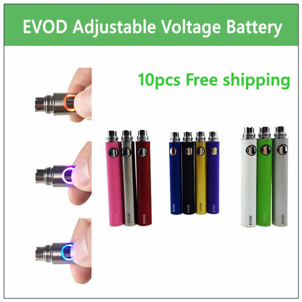 EVOD ecig adjustable voltage battery - 10PCs. 650mAh 900mAh 1100mAh electronic cigarette battery suit for all series ego kit mt3 ce5 ce4