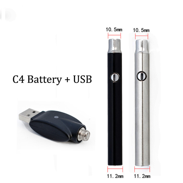 510 Thread Battery C4-C with Micro USB Bottom Charge eVod 380mah Vape Batteries fit 510 Ego eCig Atomizer electronic cigarettes