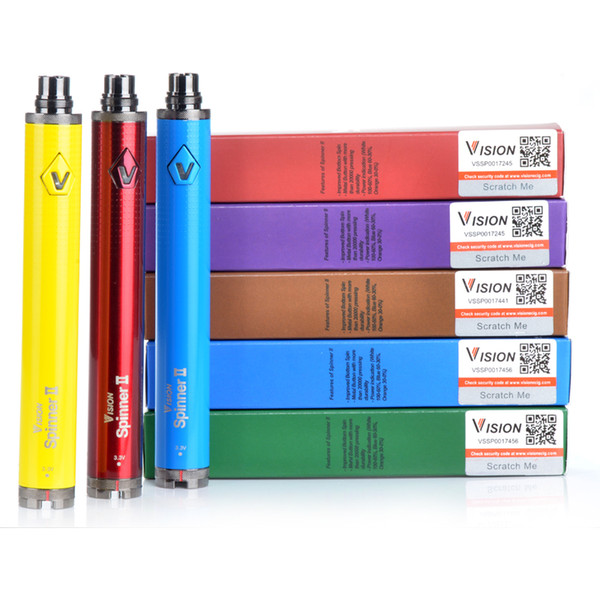 Top Vision spinner II 1600mAh Ego twist 3.3 4.8V vision spinner 2 variable voltage battery for Electronic cigarettes ego atomizer DHL