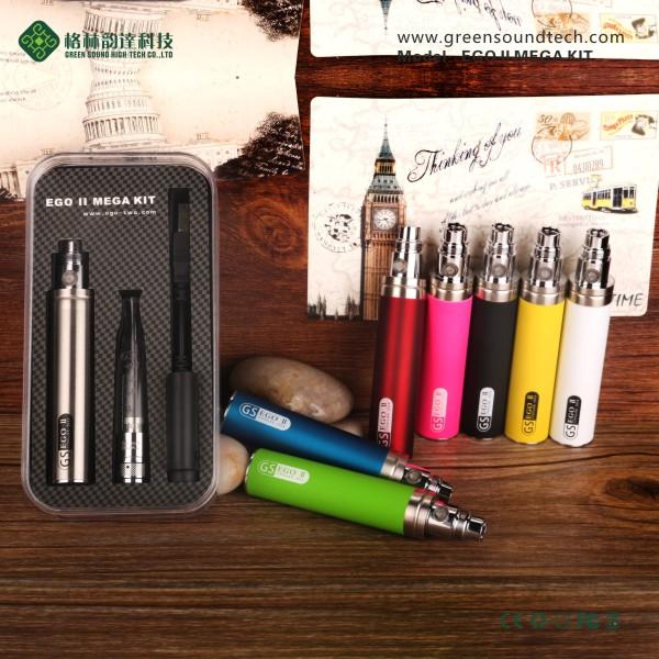 New e-cigarette GS EGO II MEGA KIT eGo II 2200mAh vaporizer kit with GS H2S dual coil atomizer ego battery DHL free shipment