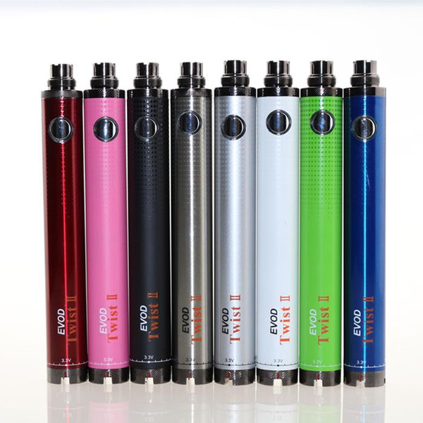 Evod Twist II electronic cigarette battery 1600mAhTwist 2 510 batteries variable voltage 3.3V~4.8V for CE4 CE5 H2 protank atomizer