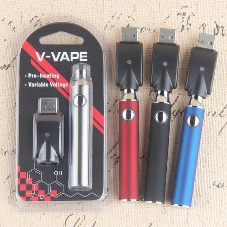 V-VAPE LO Preheat VV Battery Vape Pen Blister Kit 650mAh Variable Voltage Adjustable With USB Charger For 510 Wax Thick Oil Cartridge