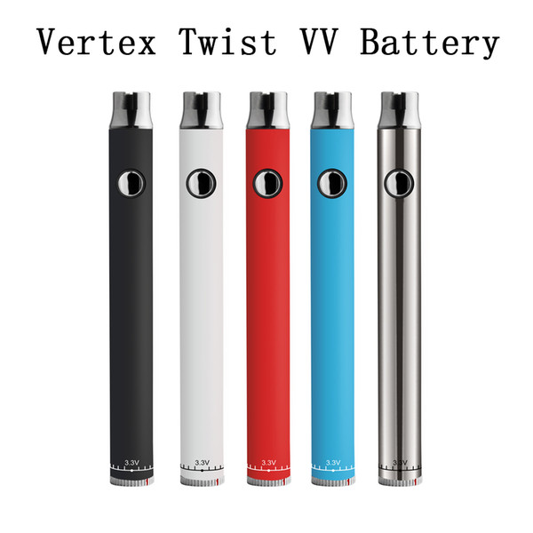 Vertex Twist VV Battery 400mAh Bottom Voltage Adjustable Vape Pen For 510 Thread Cartridges Wax Atomizers Preheating VV Battery