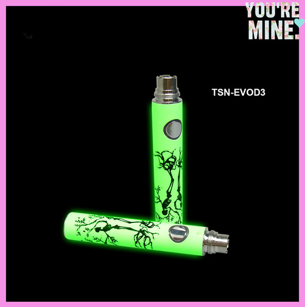 Supply 2016 newest Glow evod mt3 Noctilucent Battery 650mAh/900mAh/1100mAh Luminous New Desgin evod battery for ecig Glow in the Dark